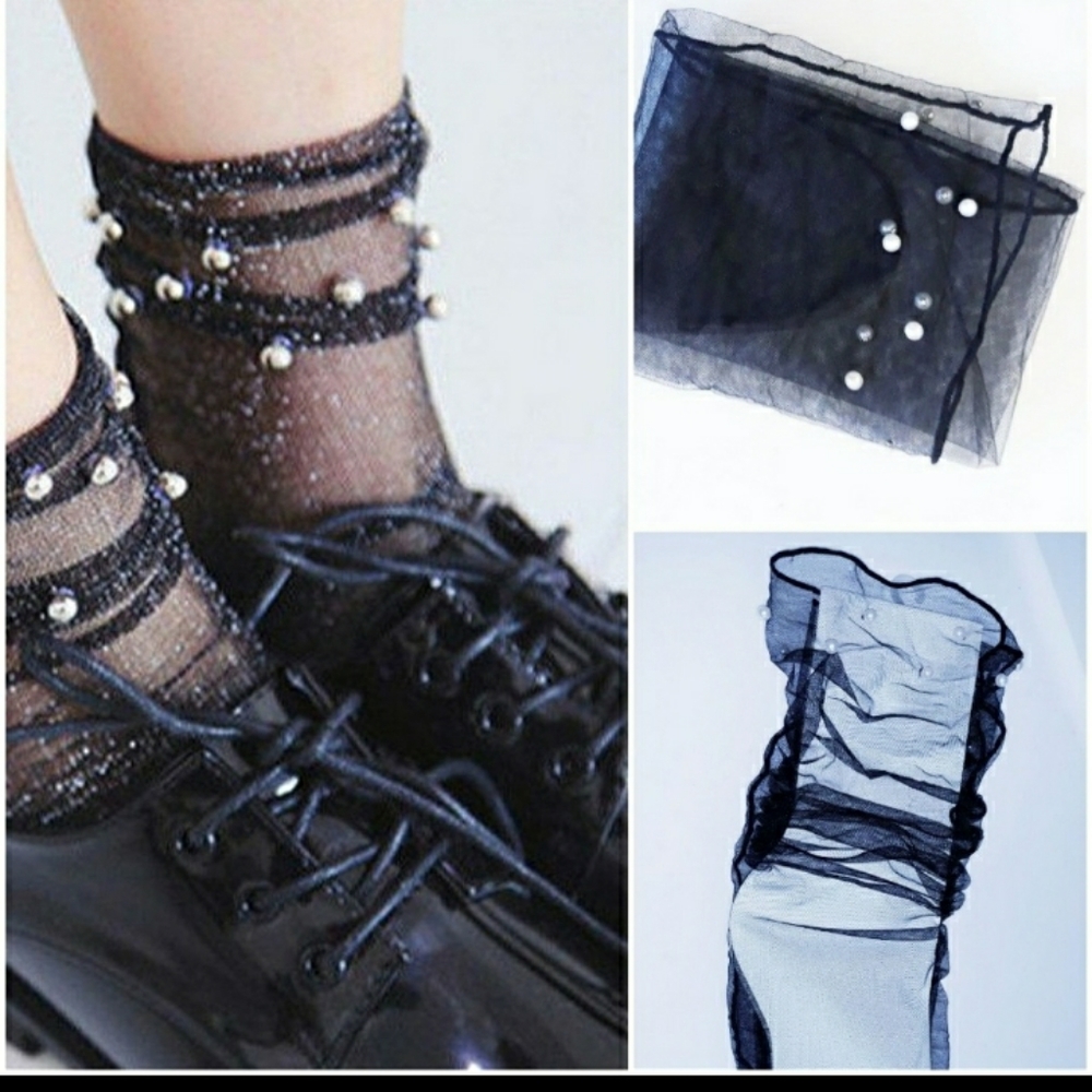 ❤️ Sheer Sock Heel Trendy Pearls